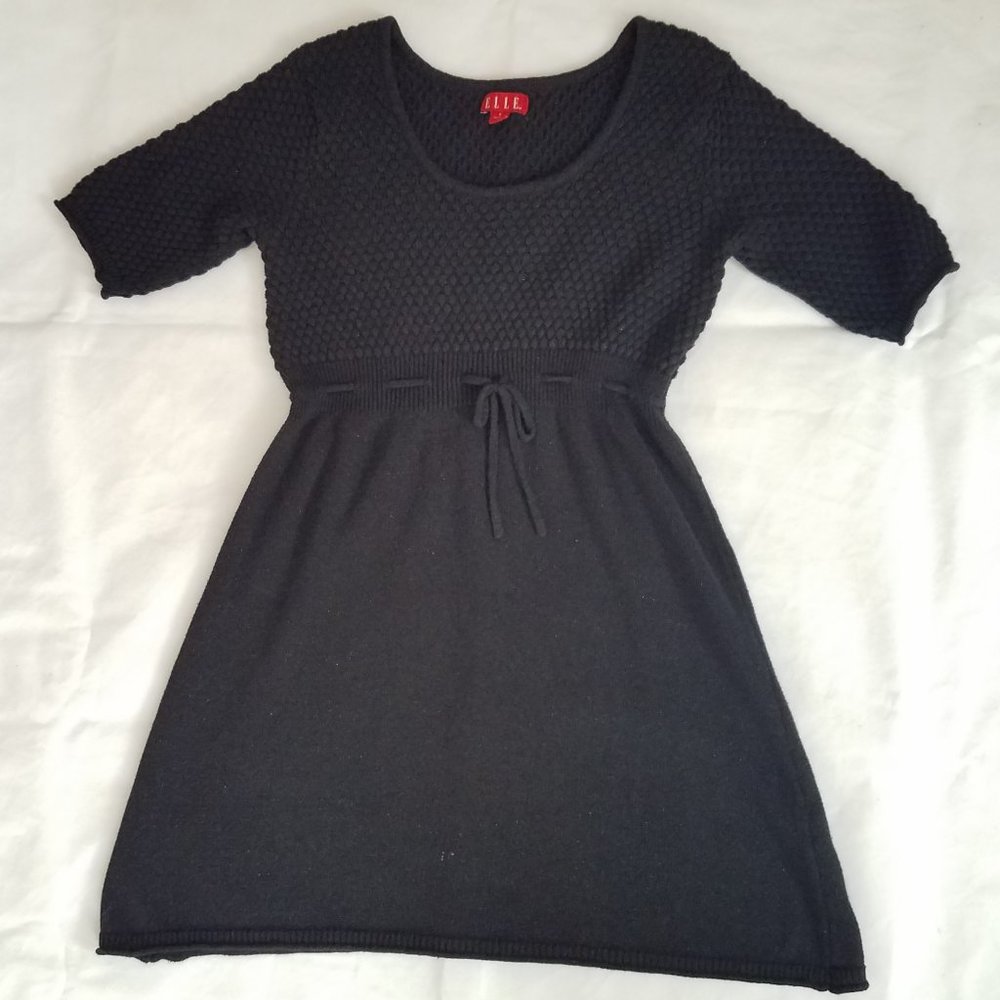 Elle black short sleeve sweater dress S